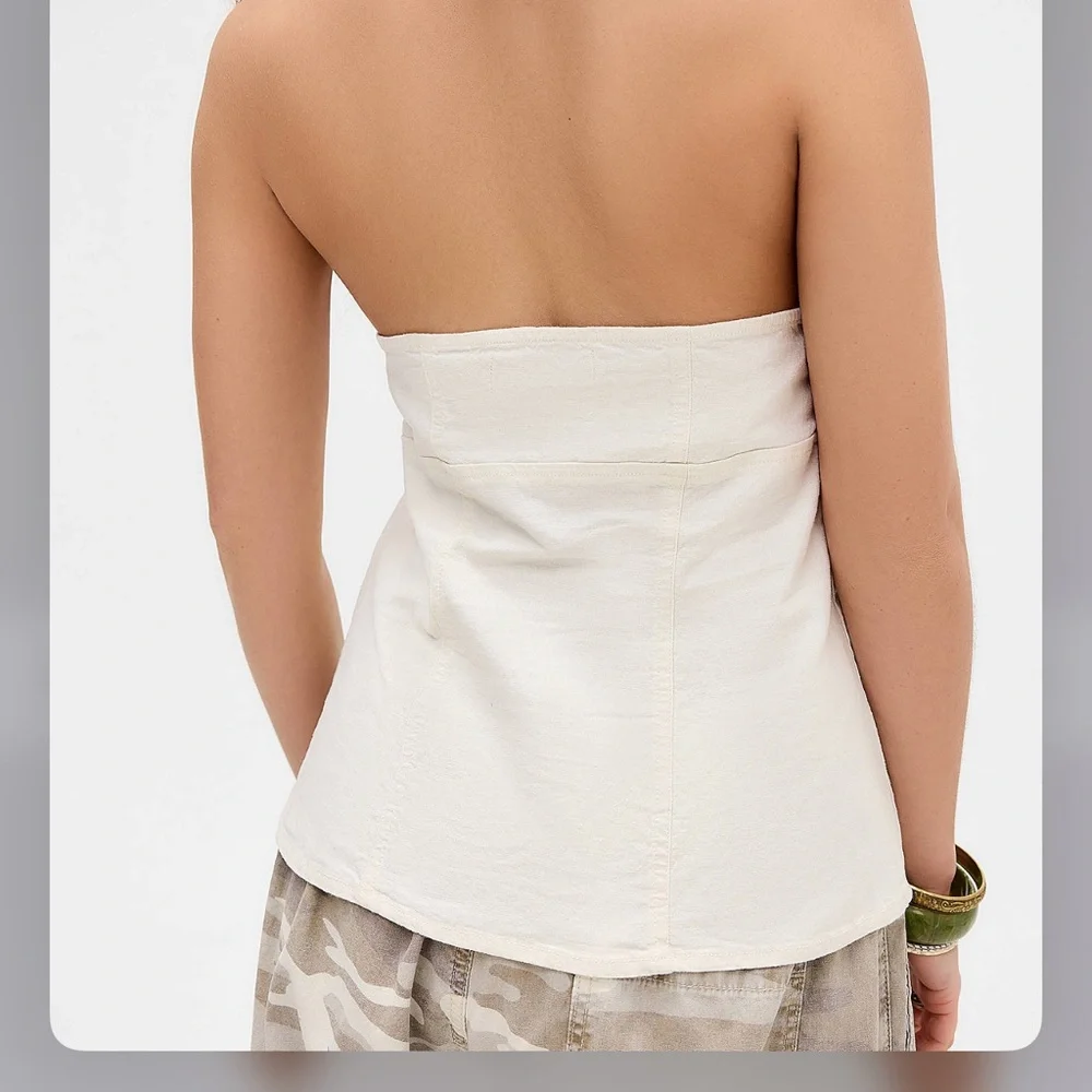NWT Urban Outfitters Cream Sari Linen Vest - Picture 2 of 7